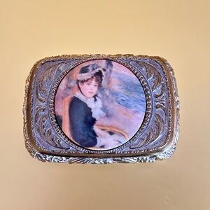 Trinket Box Hummel Gold Metal Porcelain Portrait Japan